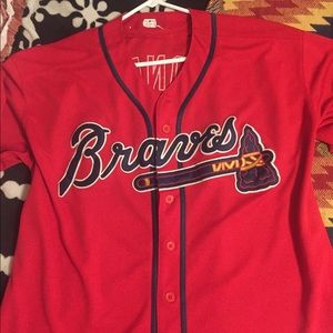 Majestic Vintage Red Chipper Jones Jersey.